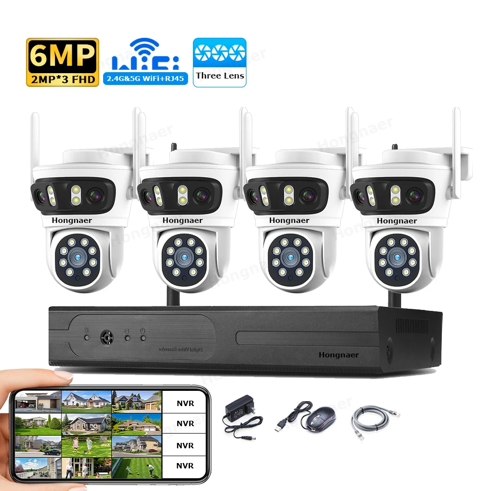 Home Security And Cameras - Kit Sistema di Videosorveglianza Domestica Hongnaer