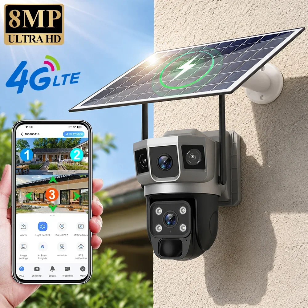 Home Security For Apartments - V380 4K 3 Schermi Telecamera 4G