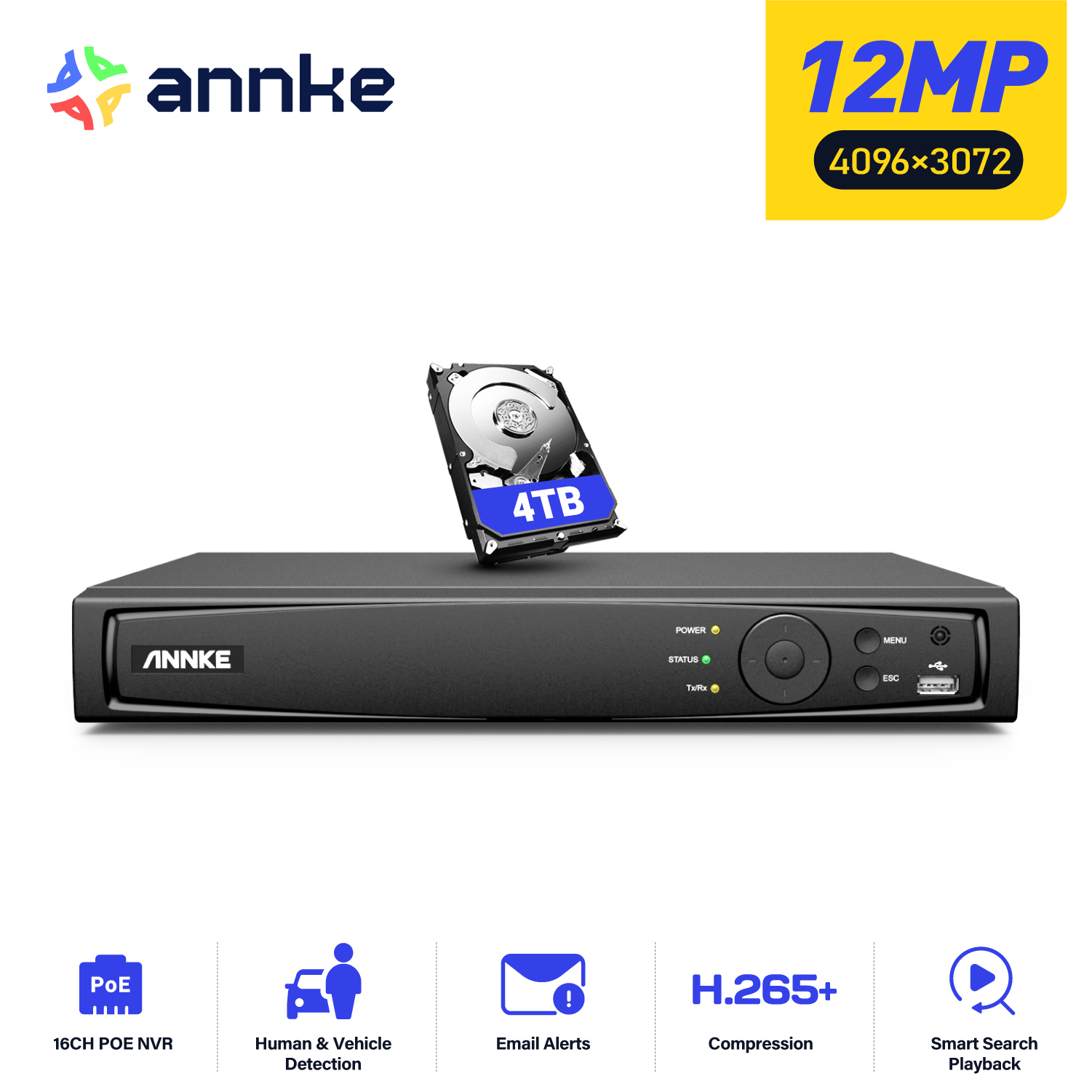 Home Security And Cameras - ANNKE 12MP POE NVR Videoregistratore di