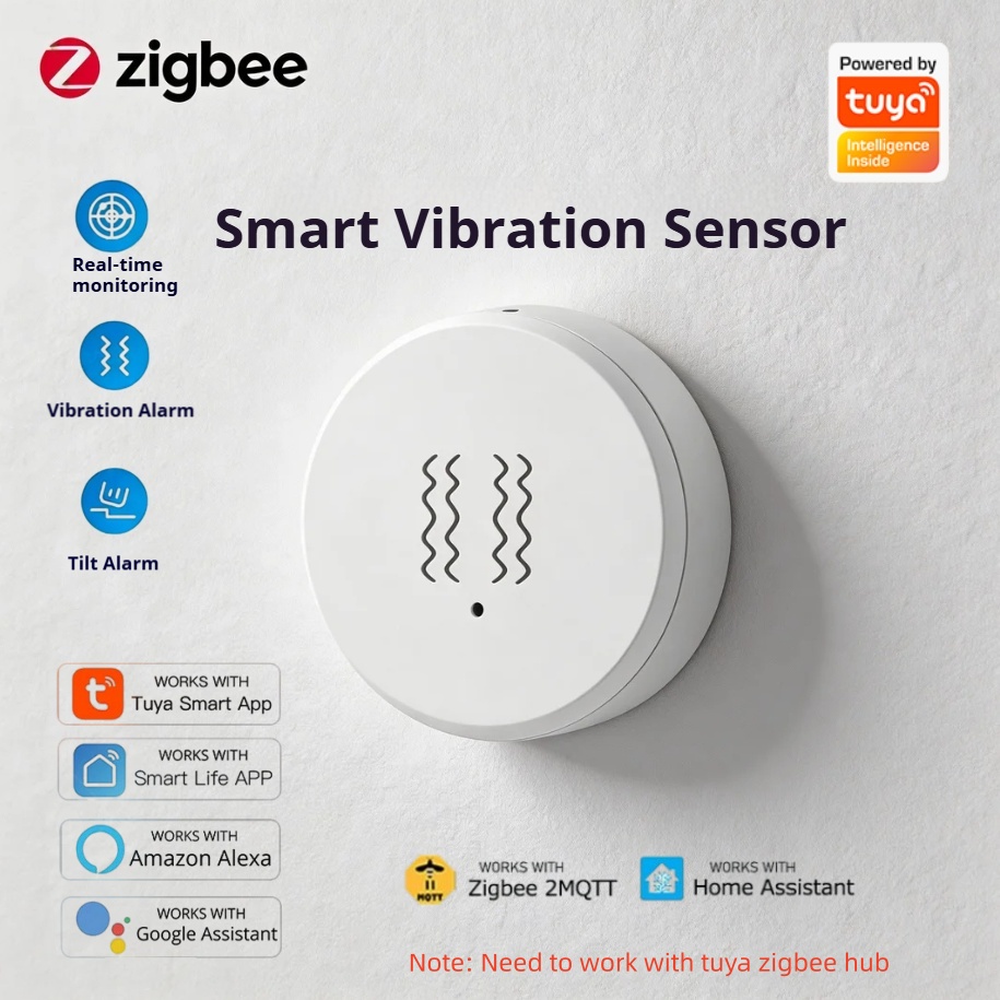 Home Security Alarm - Sensore di Vibrazione Intelligente Tuya Zigbee,
