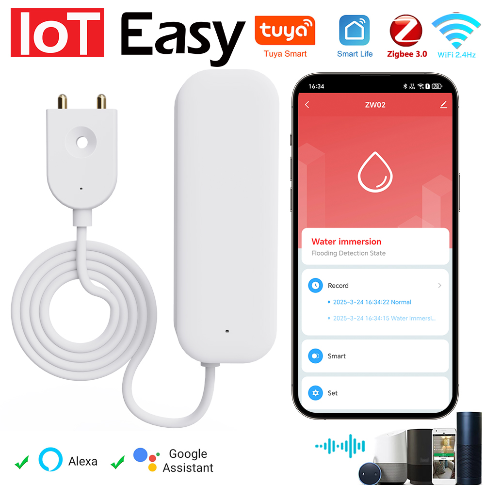 Home Security Gadgets - Tuya WiFi ZigBee Sensore acqua Allarme